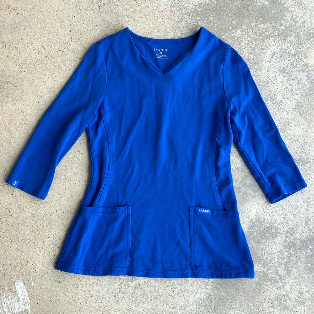 Jaanuu Royal Blue V-Neck Tunic Top yoga stretch